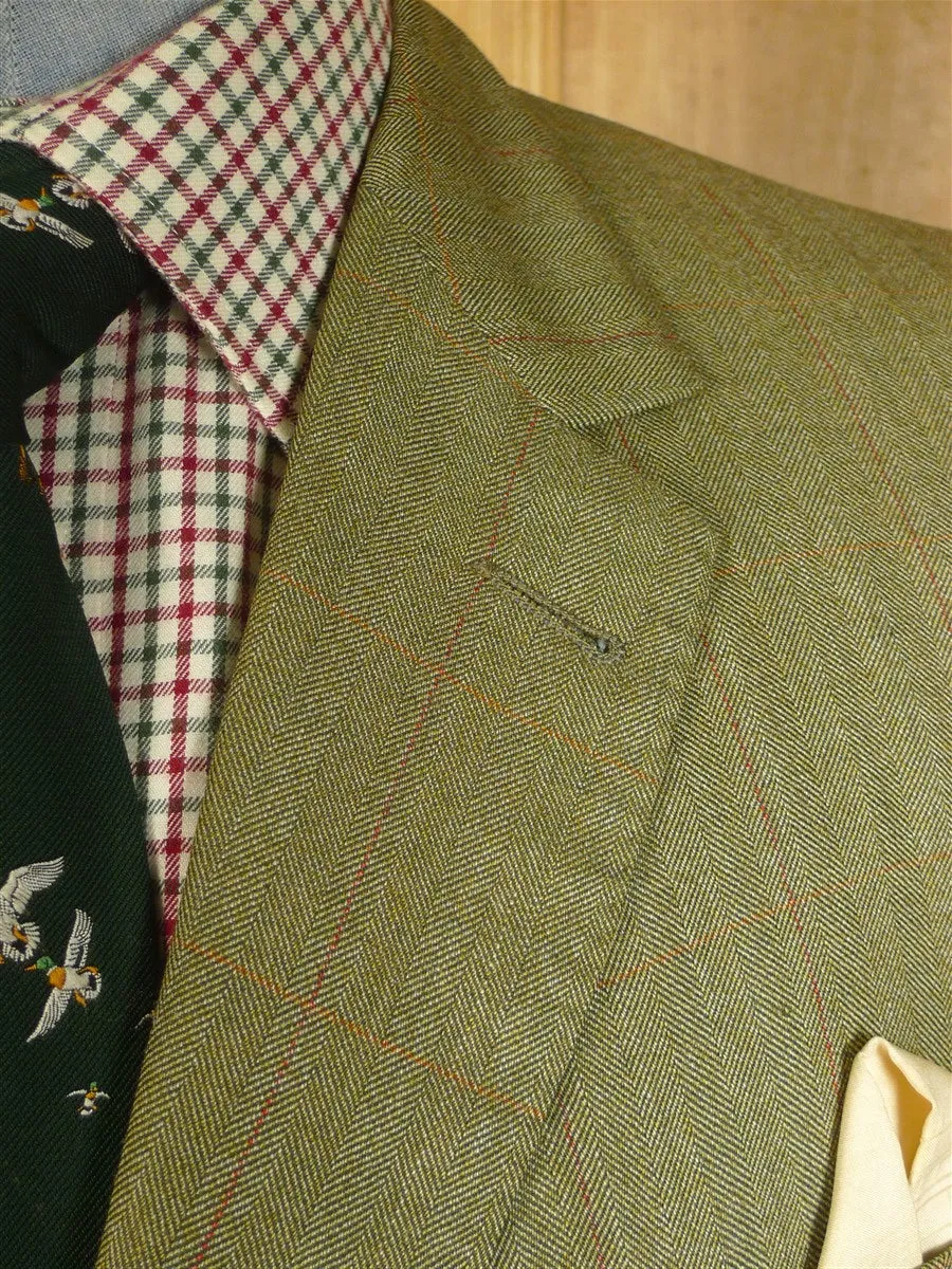 24/0991 immaculate vintage london w1 bespoke green wp check worsted sports jacket blazer 45-46 regular