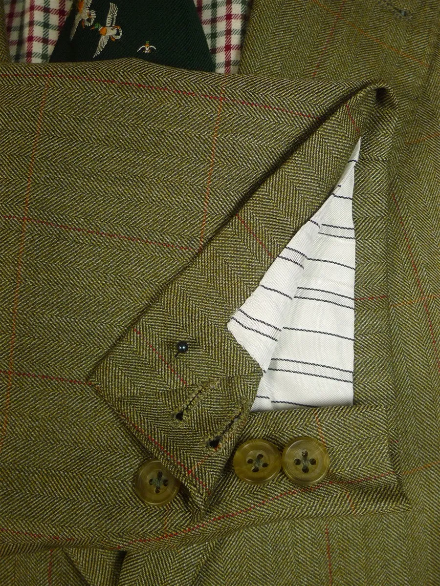 24/0991 immaculate vintage london w1 bespoke green wp check worsted sports jacket blazer 45-46 regular