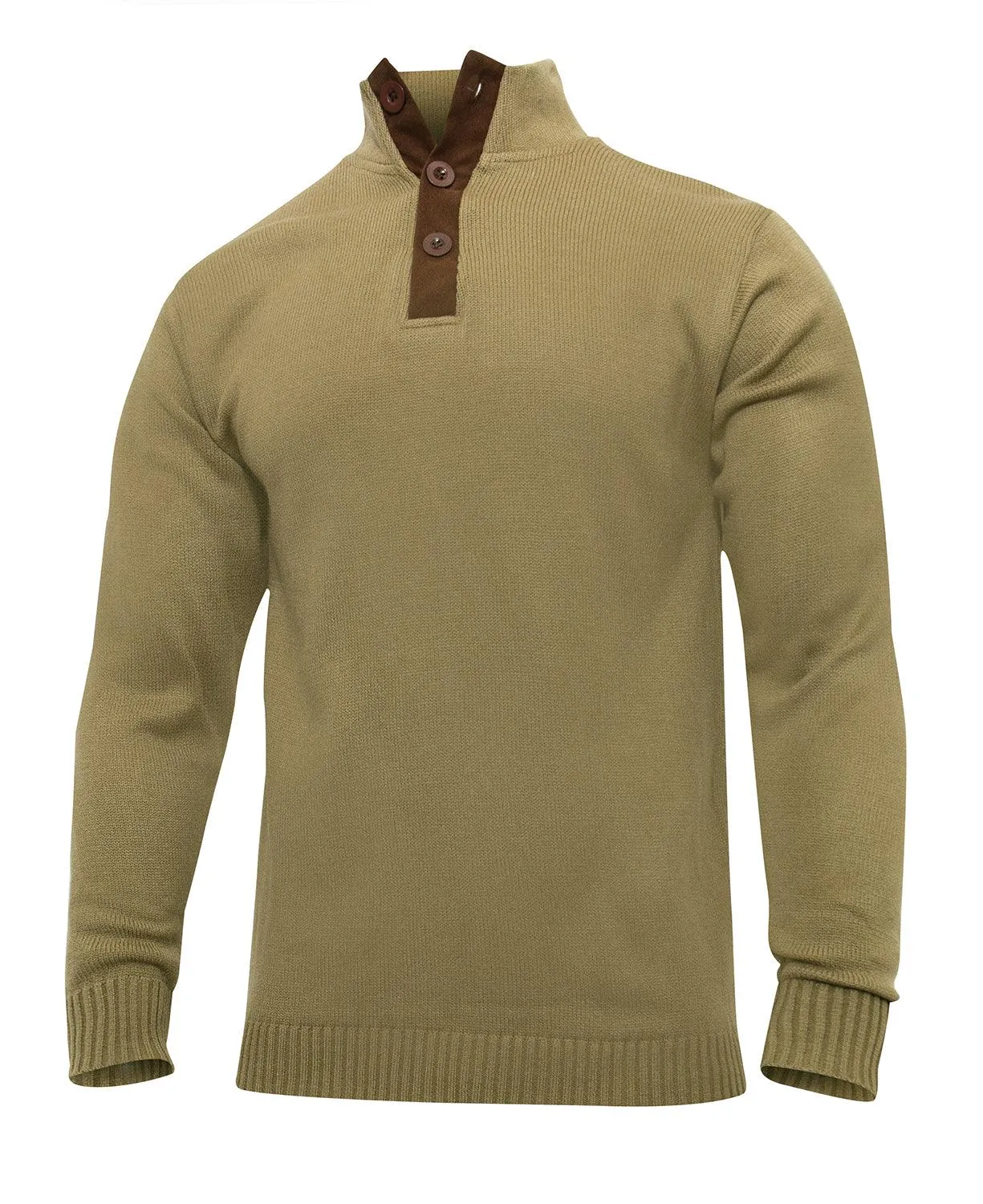 3-Button Sweater With Suede Accents