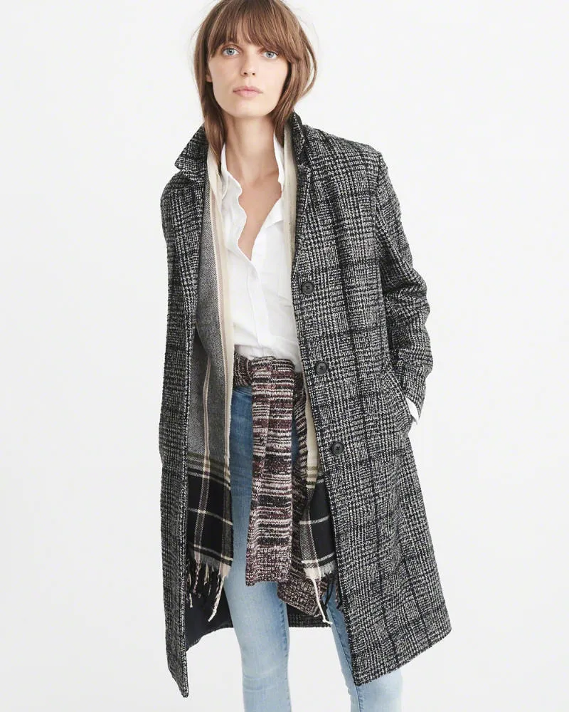 Abercrombie & Fitch LONG WOOL-BLEND COAT