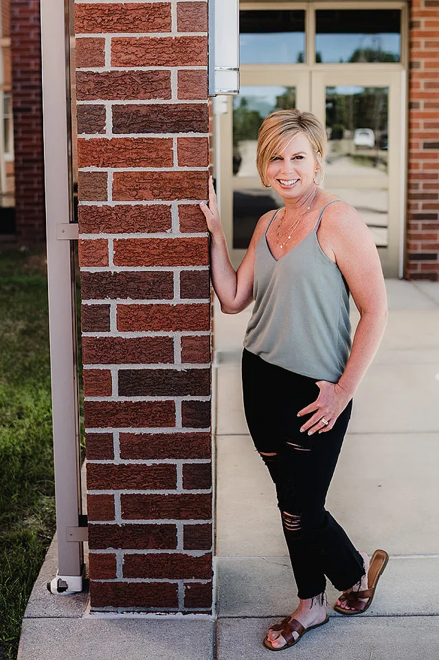 Adjustable Woven Knit Tank