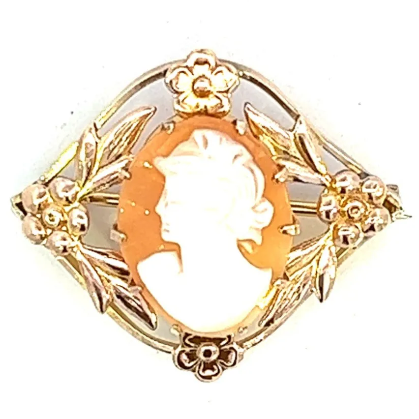 Antique/Vintage Gold Plated Cameo Brooch- Timeless Elegance and Historical Charm