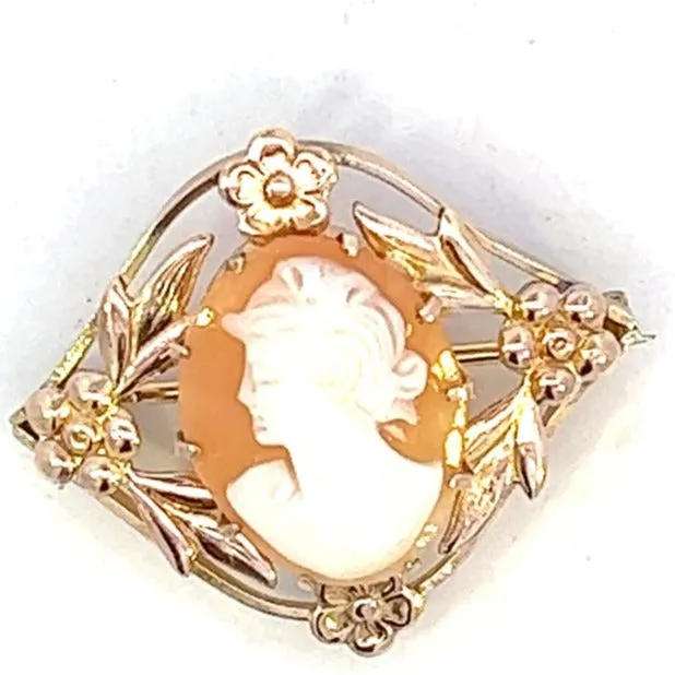 Antique/Vintage Gold Plated Cameo Brooch- Timeless Elegance and Historical Charm