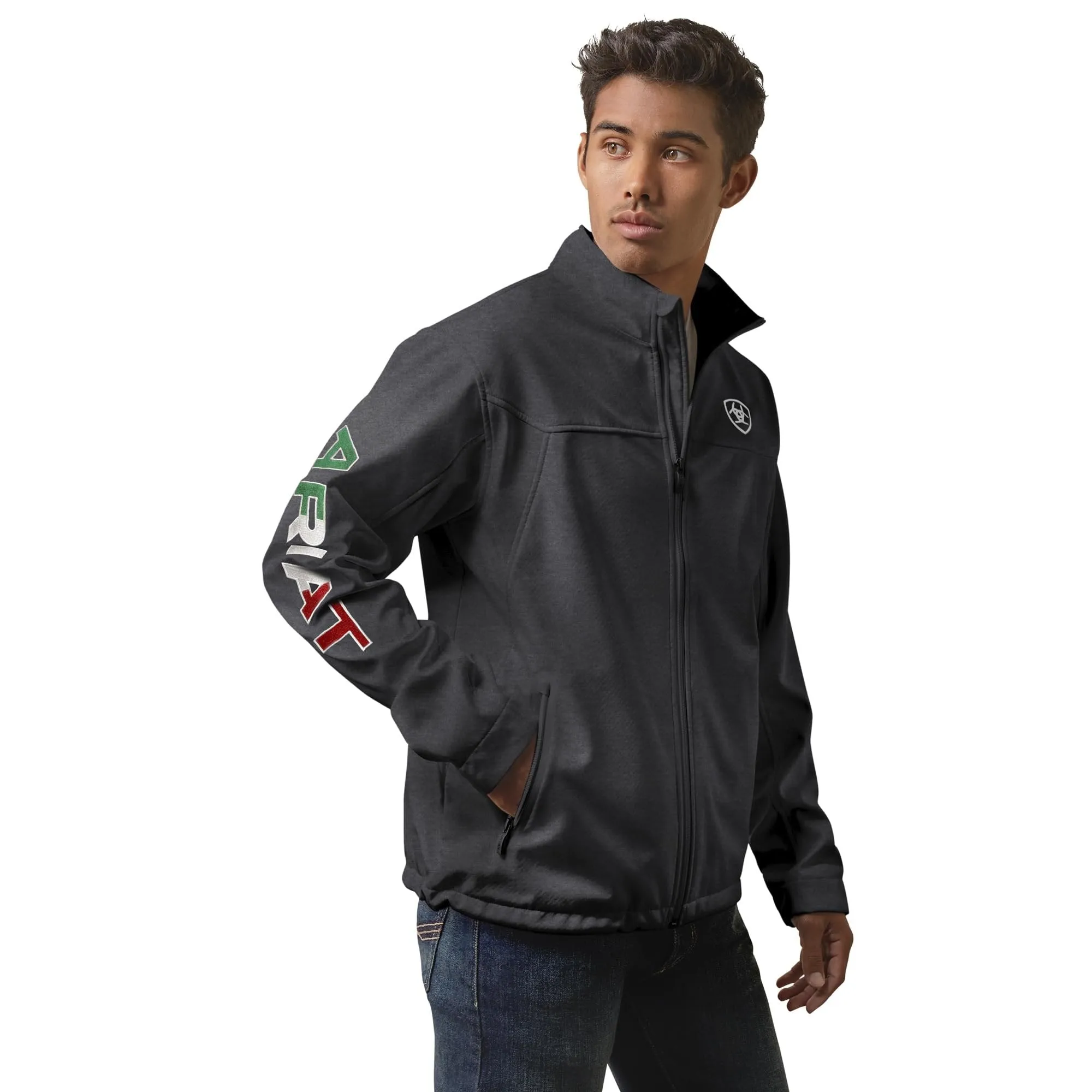 Ariat Men's Classic Team Softshell Mexico Jacket, Charcoal