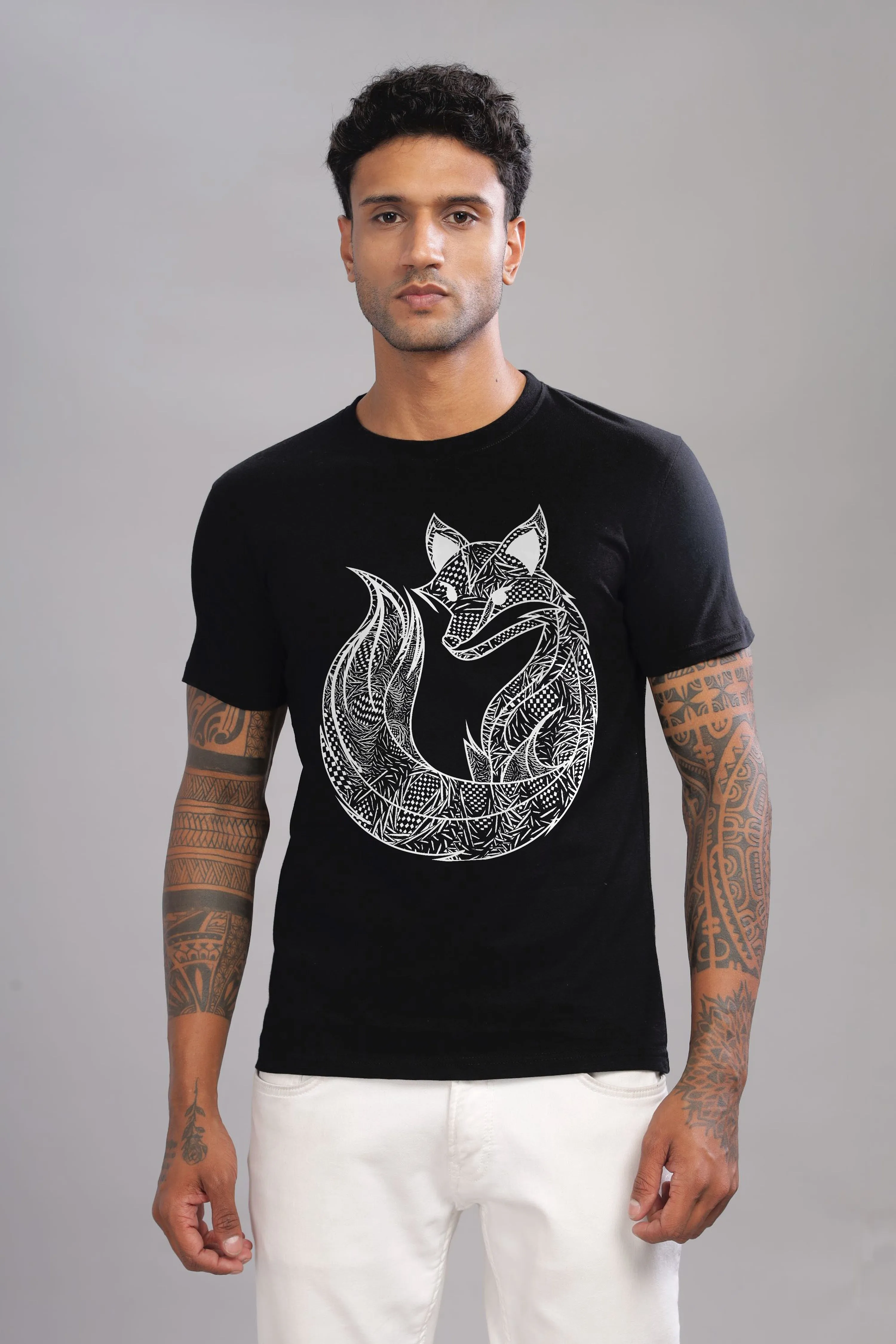 Art Fox T-Shirt - 100% Cotton Unisex Crewneck Half Sleeve