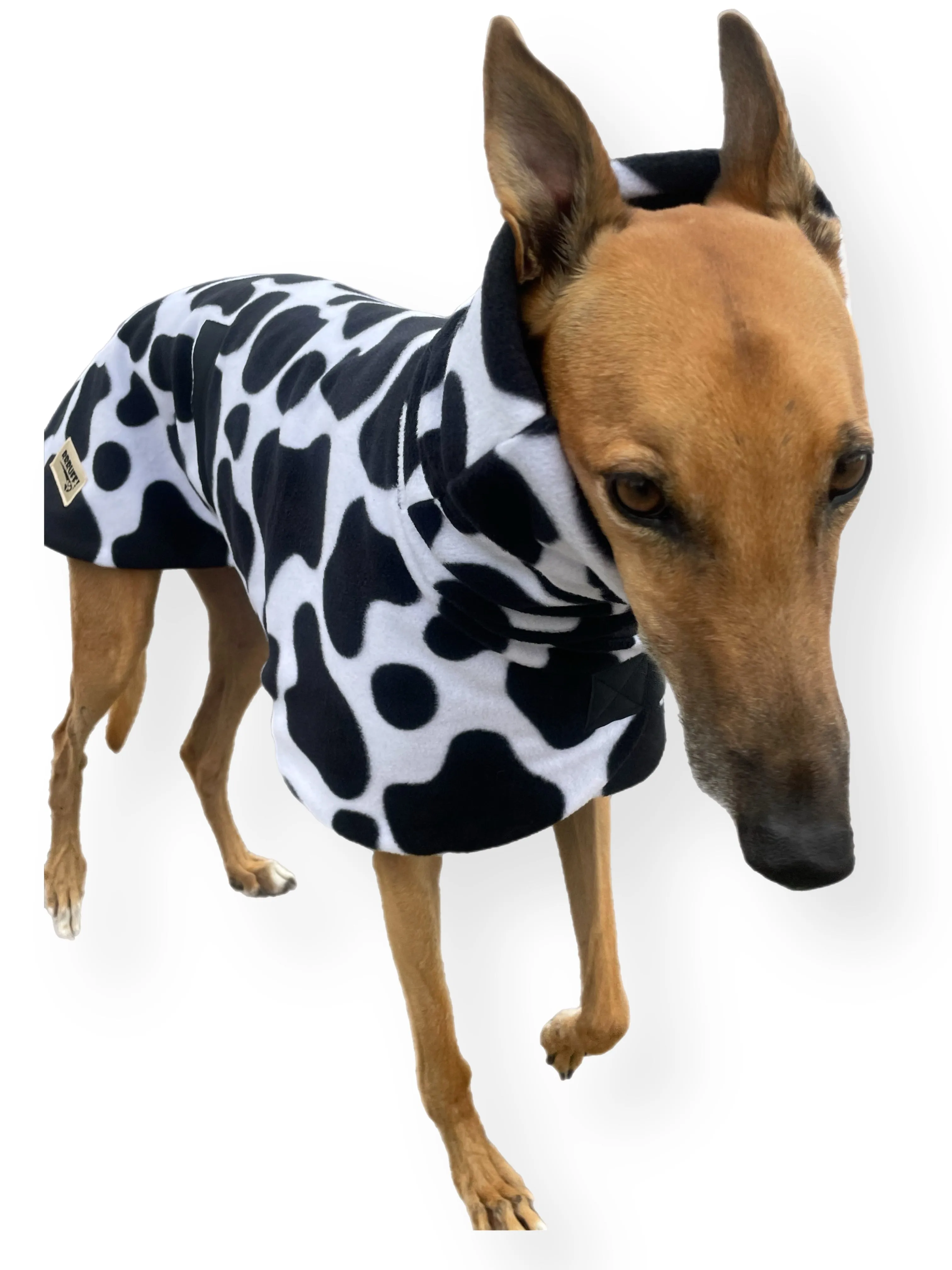 Autumn range greyhound classic style Greyhound ‘cow print’ coat double fleece washable