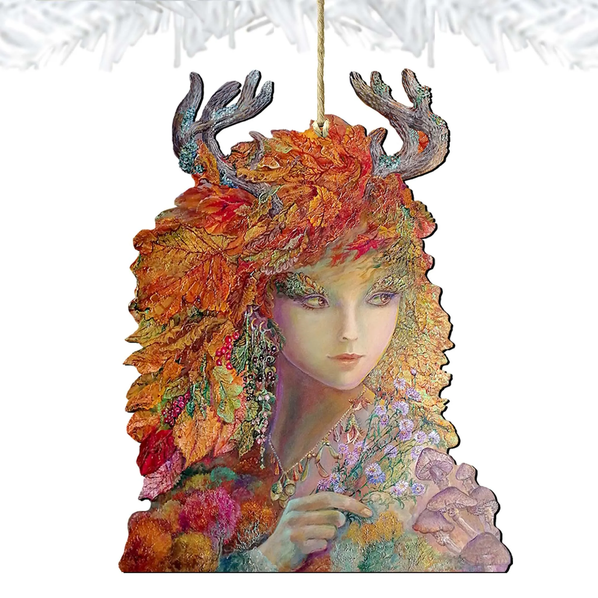 Autumn Wooden Ornaments by Josephine Wall - Thanksgiving Halloween Decor - 845611-JW