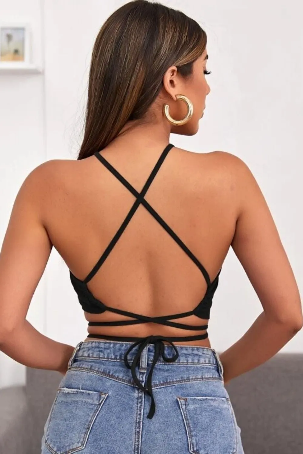 Base Black Halter Neck Top