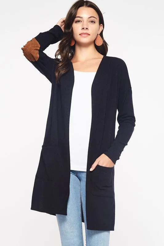 Basic Elbow Patch Cardigan