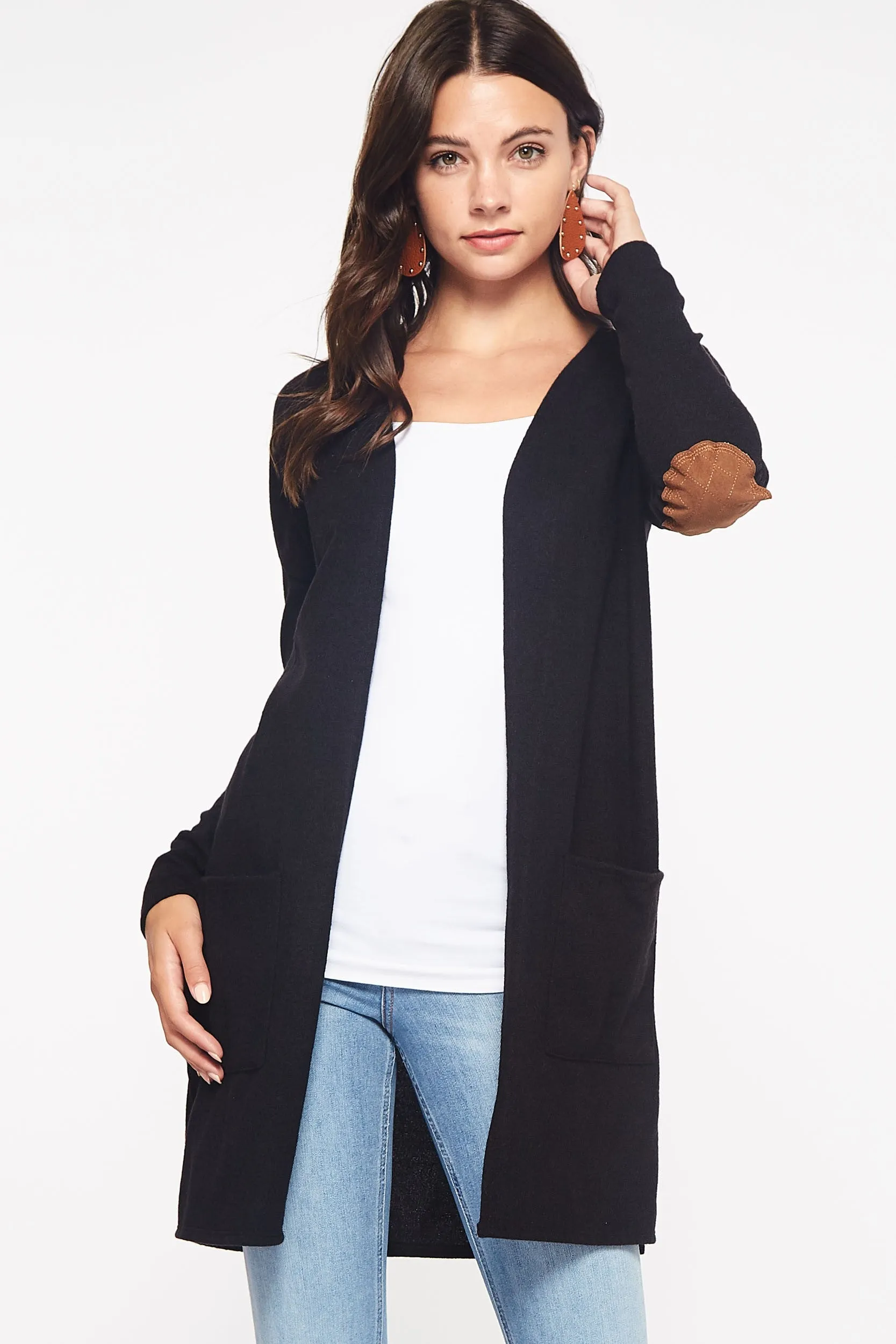 Basic Elbow Patch Cardigan