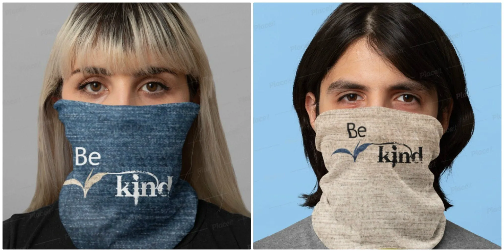 Be Kind, Denim,Suede Look,Neck Gaiter,Multi-functional , Face,Headband,Bandana,Balaclava,Hair Band,Dust Mask,Cute Valentine Gift