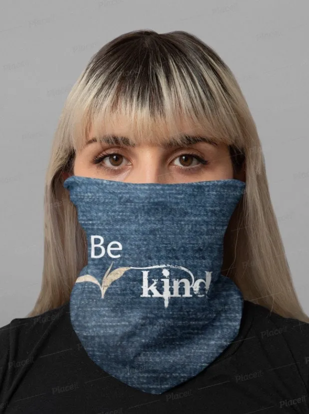 Be Kind, Denim,Suede Look,Neck Gaiter,Multi-functional , Face,Headband,Bandana,Balaclava,Hair Band,Dust Mask,Cute Valentine Gift