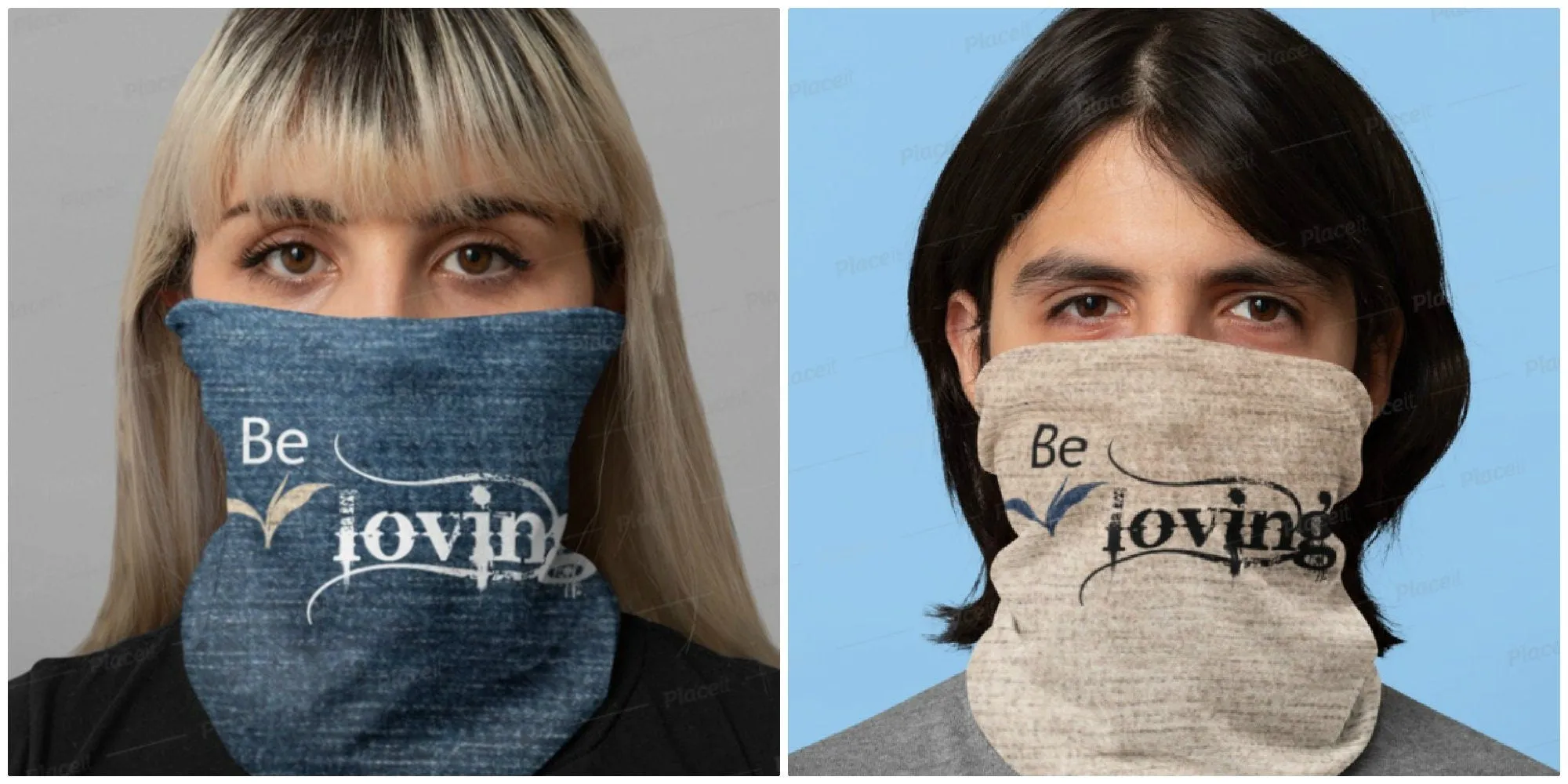 Be Loving, Denim,Suede Look,Neck Gaiter,Multi-functional , Face,Headband,Bandana,Balaclava,Hair Band,Dust Mask,Cute Valentine Gift