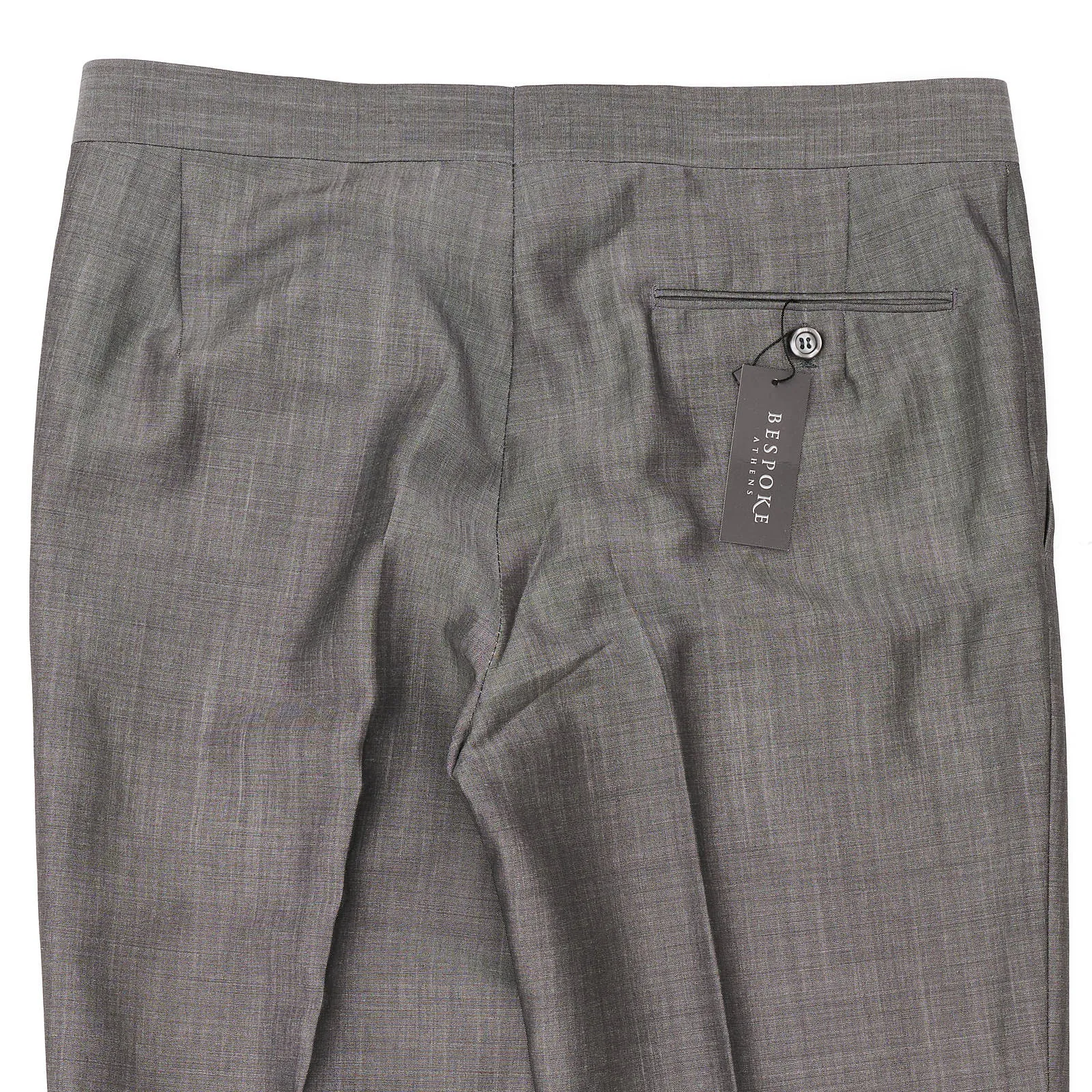 BESPOKE ATHENS Handmade Gray Wool-Mohair Flat Front Pants EU 50 NEW US 34