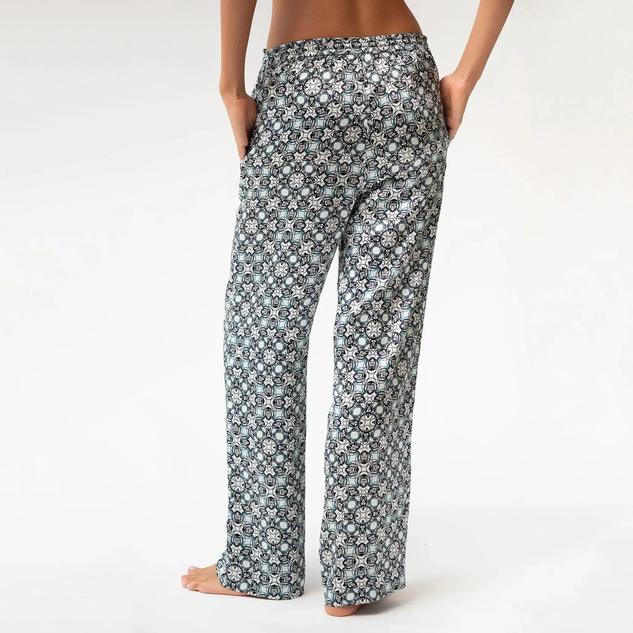 Black Crystal Neo Geo Silk Pyjama Pants