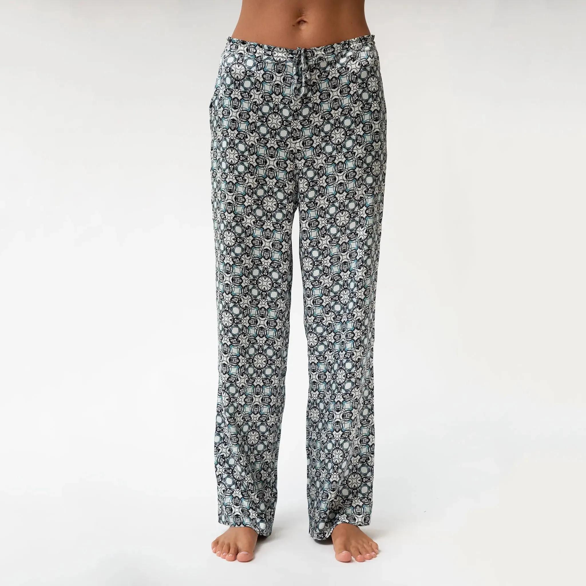 Black Crystal Neo Geo Silk Pyjama Pants