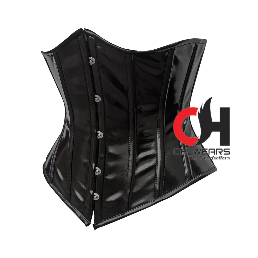 Black PVC Underbust Steel Boned Corset Waist Trainer