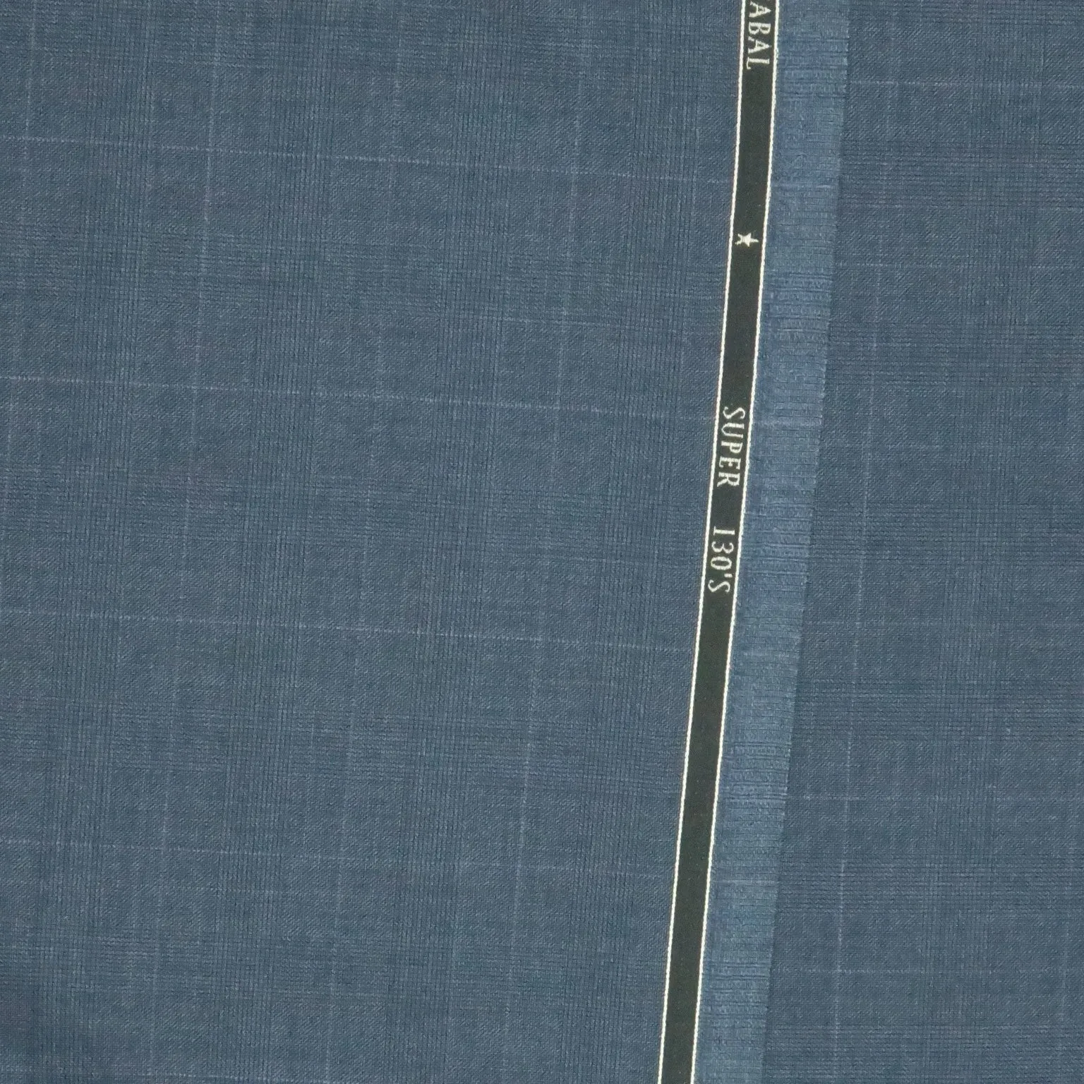 Blue Medium Glen Check SCABAL Super 130's Wool Fabric