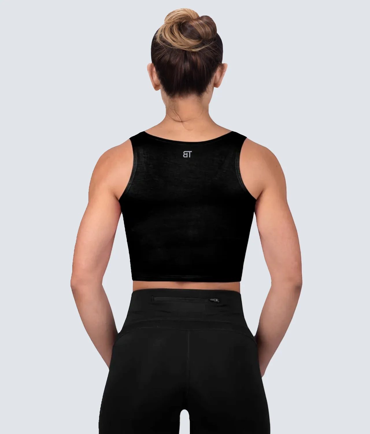 Born Tough Core Black Sheer Crop Bodybuilding Top for Women