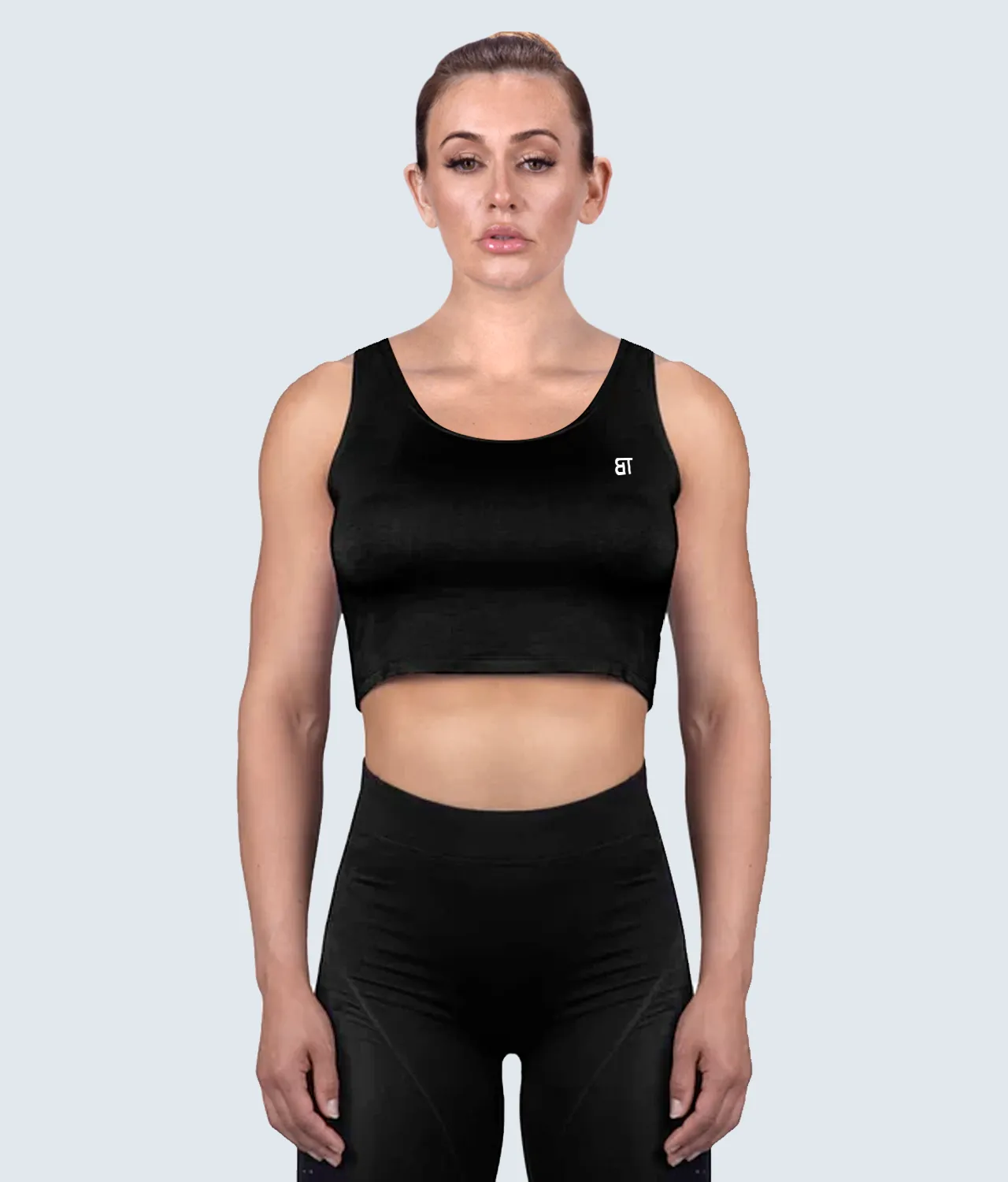 Born Tough Core Black Sheer Crop Bodybuilding Top for Women