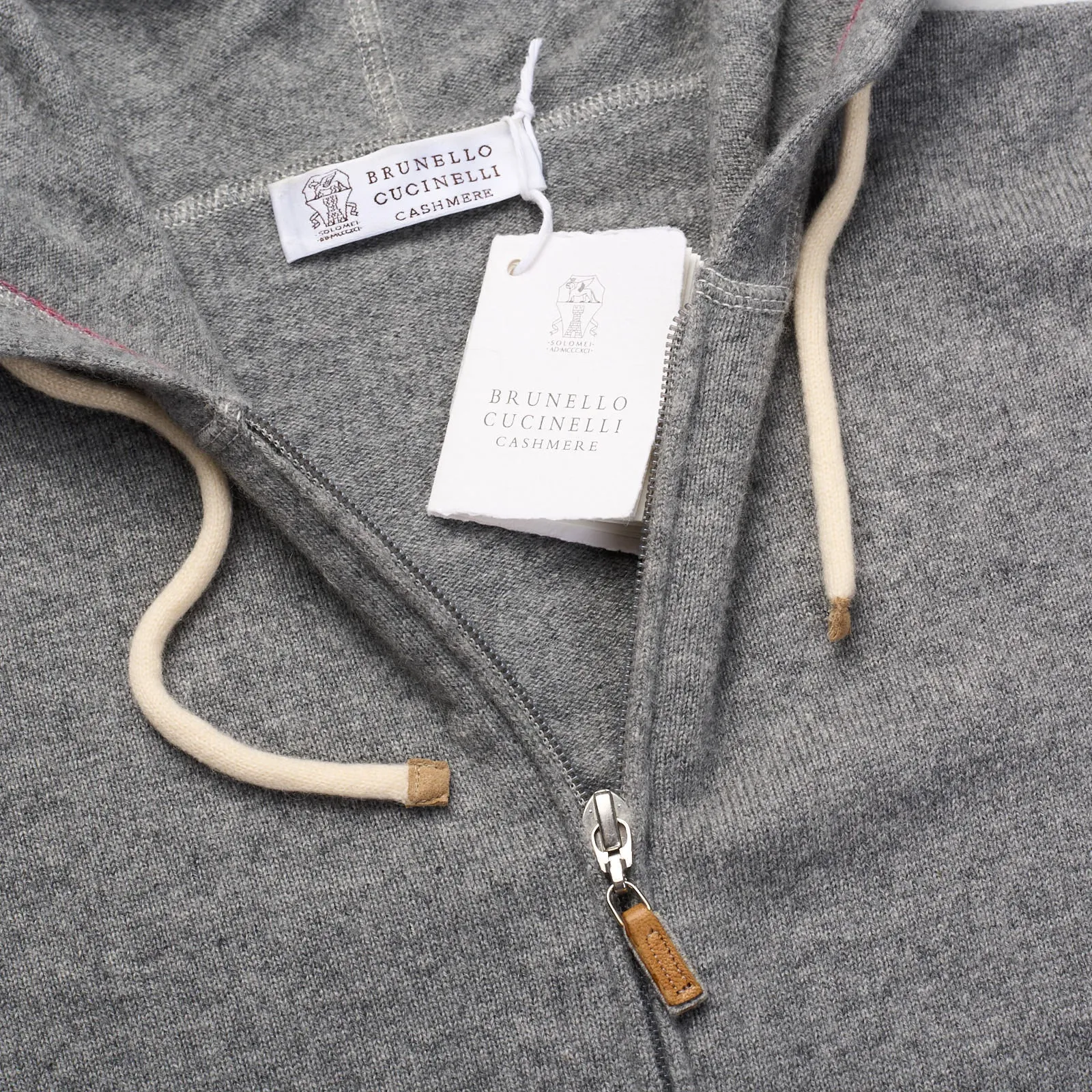 BRUNELLO CUCINELLI Gray Cashmere Zip Hooded Sweater Size EU 50 NEW US L