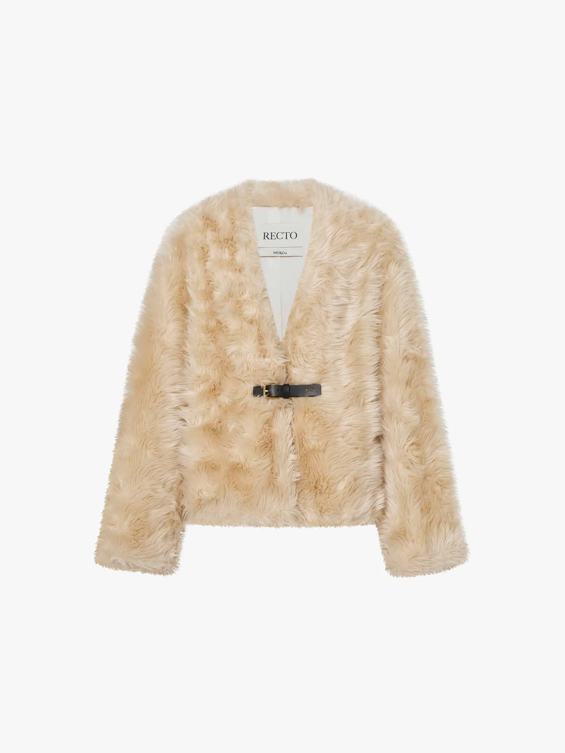 Buckle Faux Fur Coat