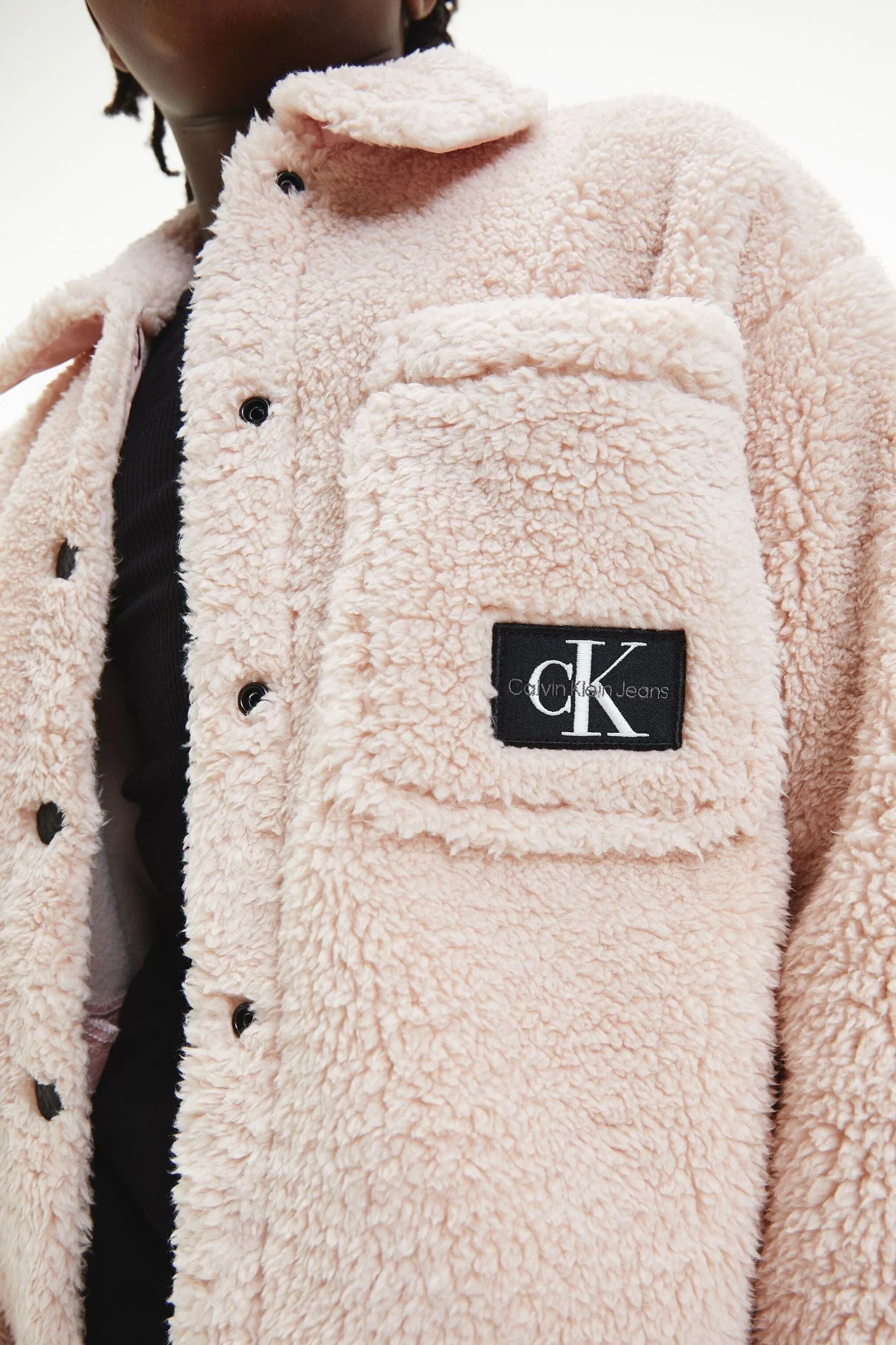 Calvin Klein Girls Monogram Fur Coat