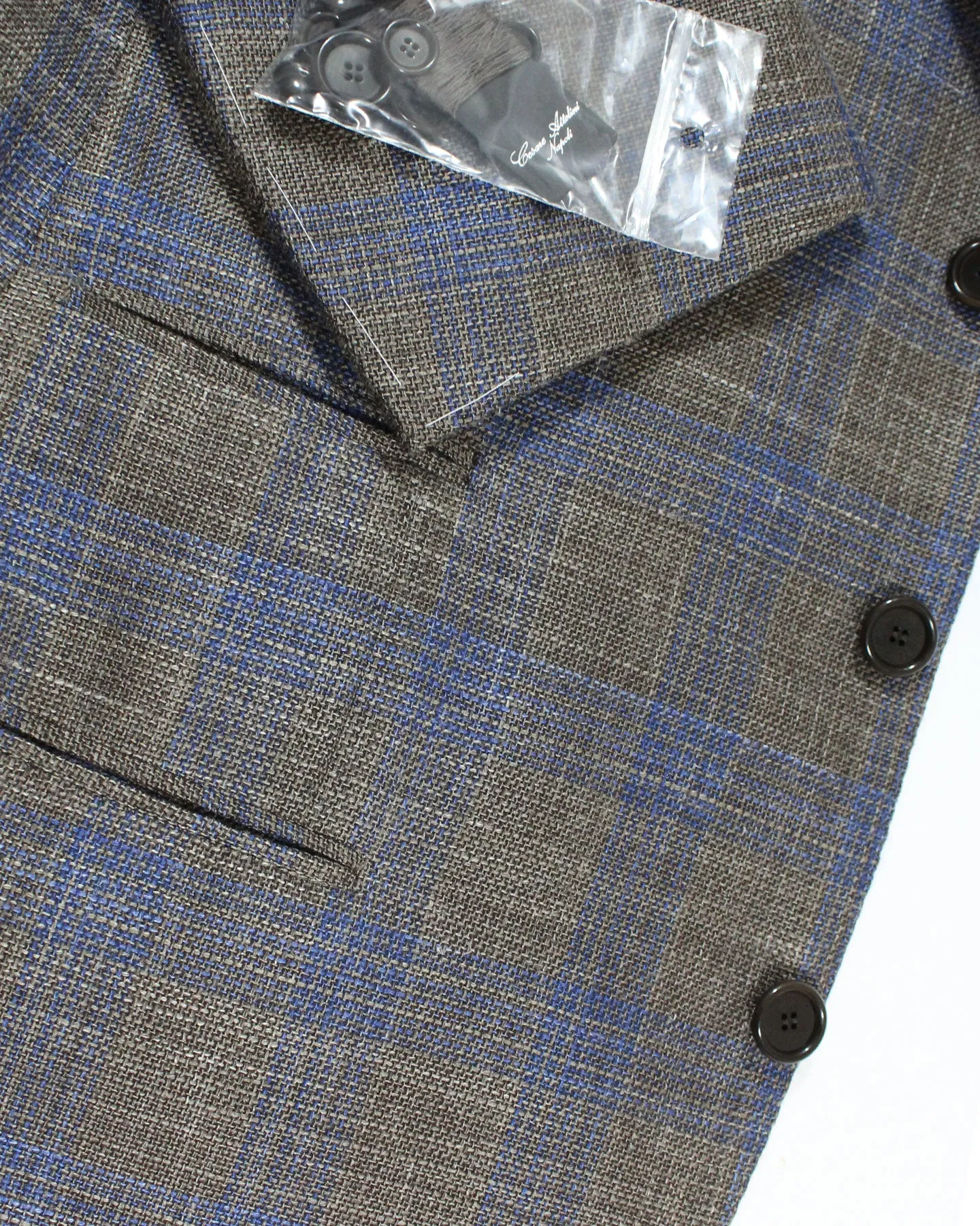 Cesare Attolini Sport Coat Brown Midnight Blue Plaid Blazer EU 52/ US 42