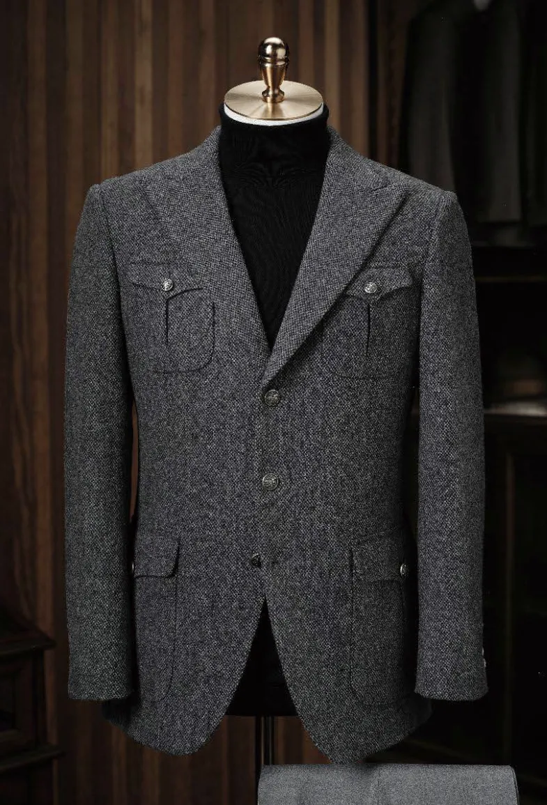 Charcoal Tweed Jacket  / Grey Wool Trousers Style No DBU9064- DAV7762