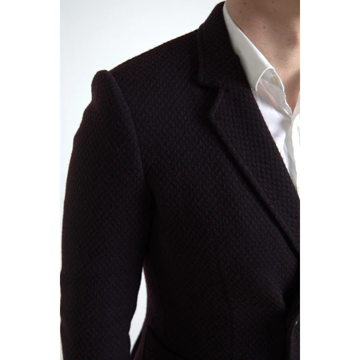 Dolce & Gabbana Elegant Purple Double Breasted Wool Blazer