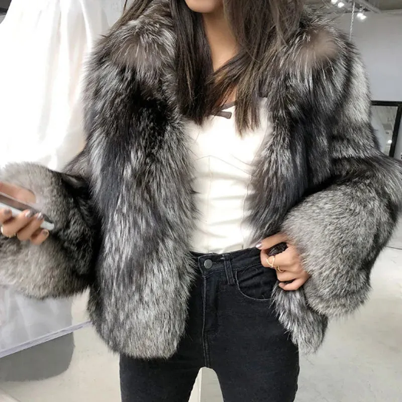 eco pelliccia Fur Coat Women Faux Fox Fur Coat