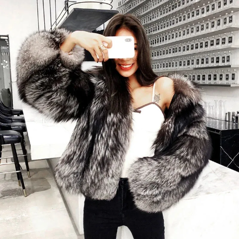 eco pelliccia Fur Coat Women Faux Fox Fur Coat