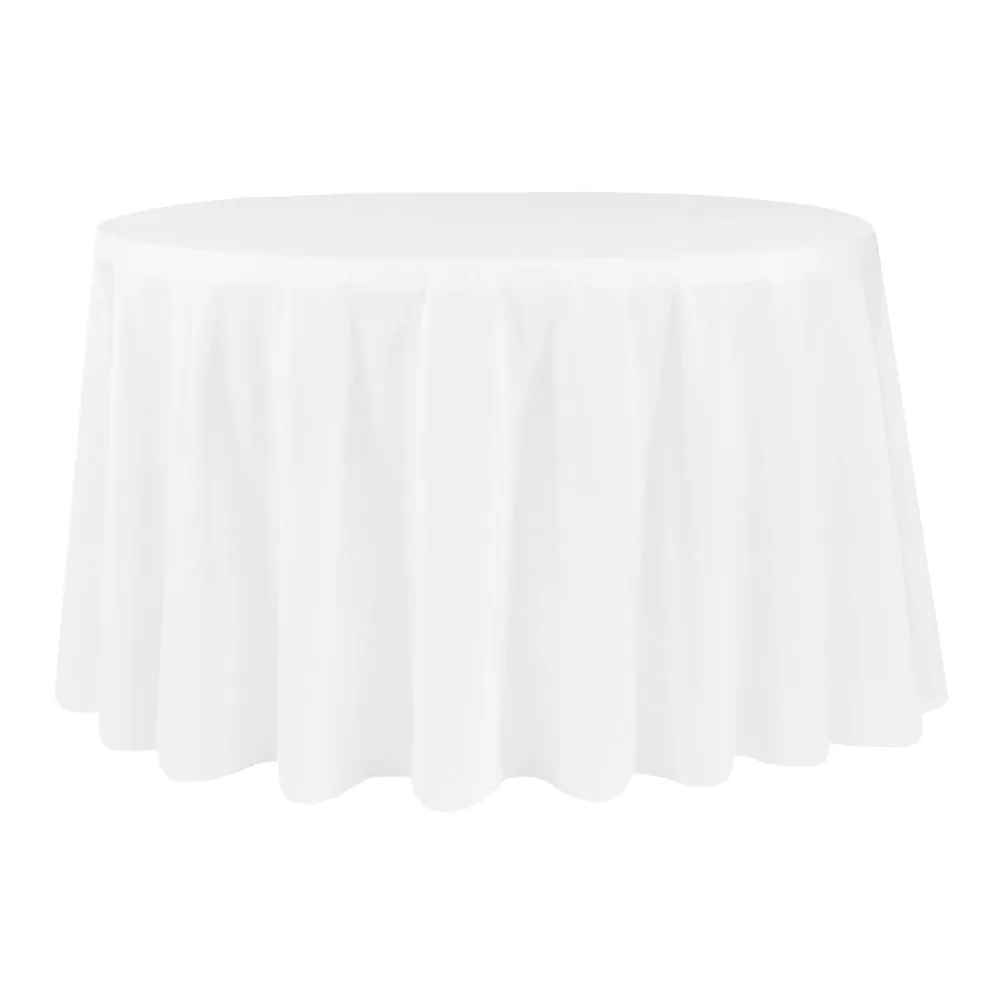 Economy Polyester Tablecloth 120" Round - White