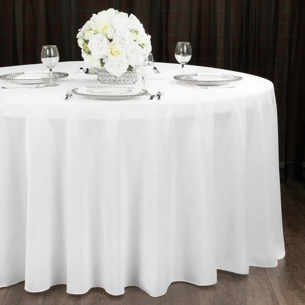 Economy Polyester Tablecloth 120" Round - White