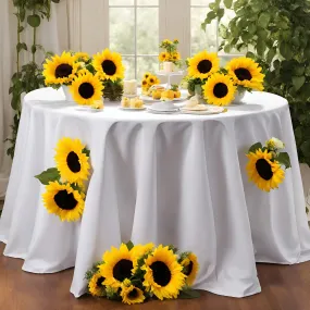 Economy Polyester Tablecloth 120" Round - White