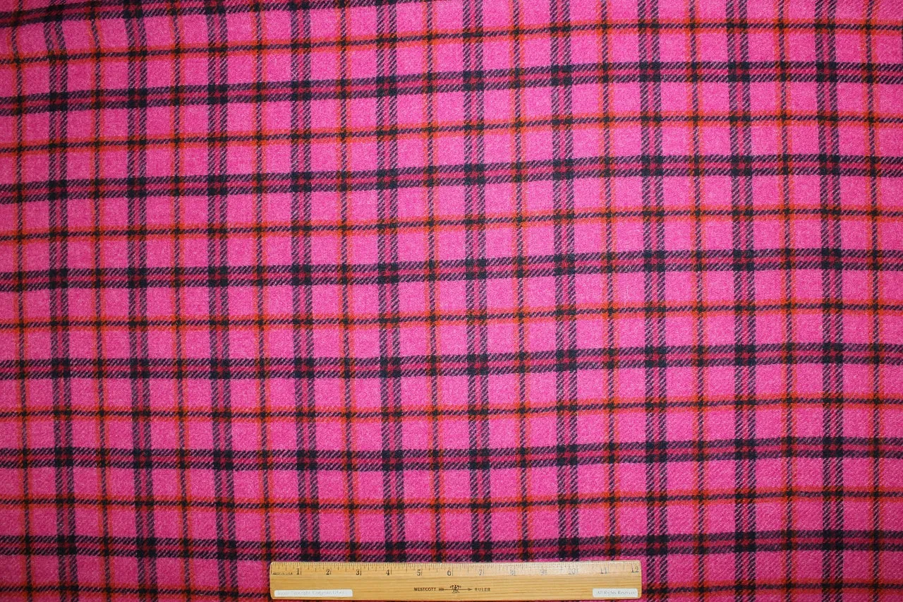 English Wool Plaid Flannel - Pink/Orange/Navy