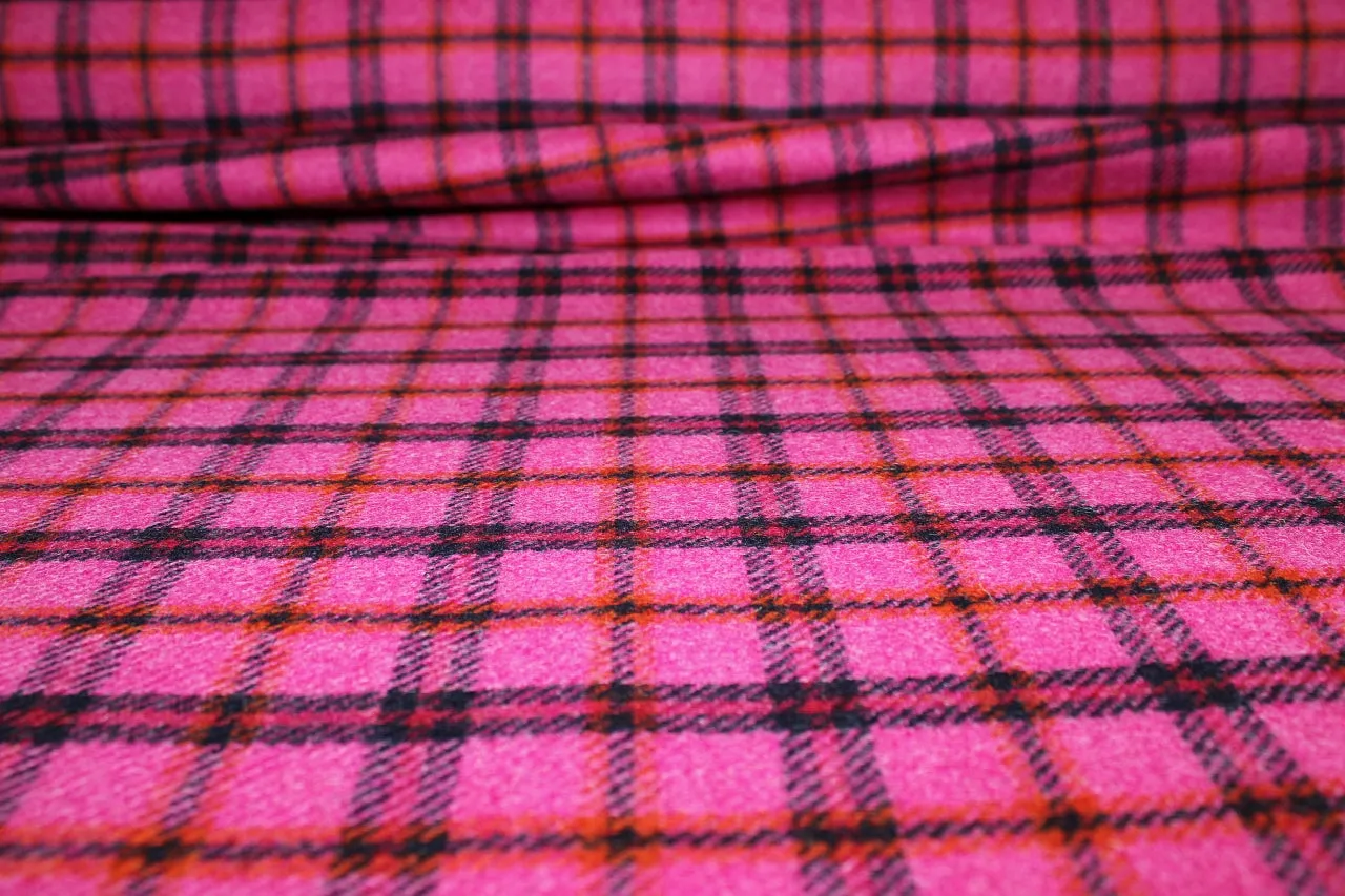 English Wool Plaid Flannel - Pink/Orange/Navy