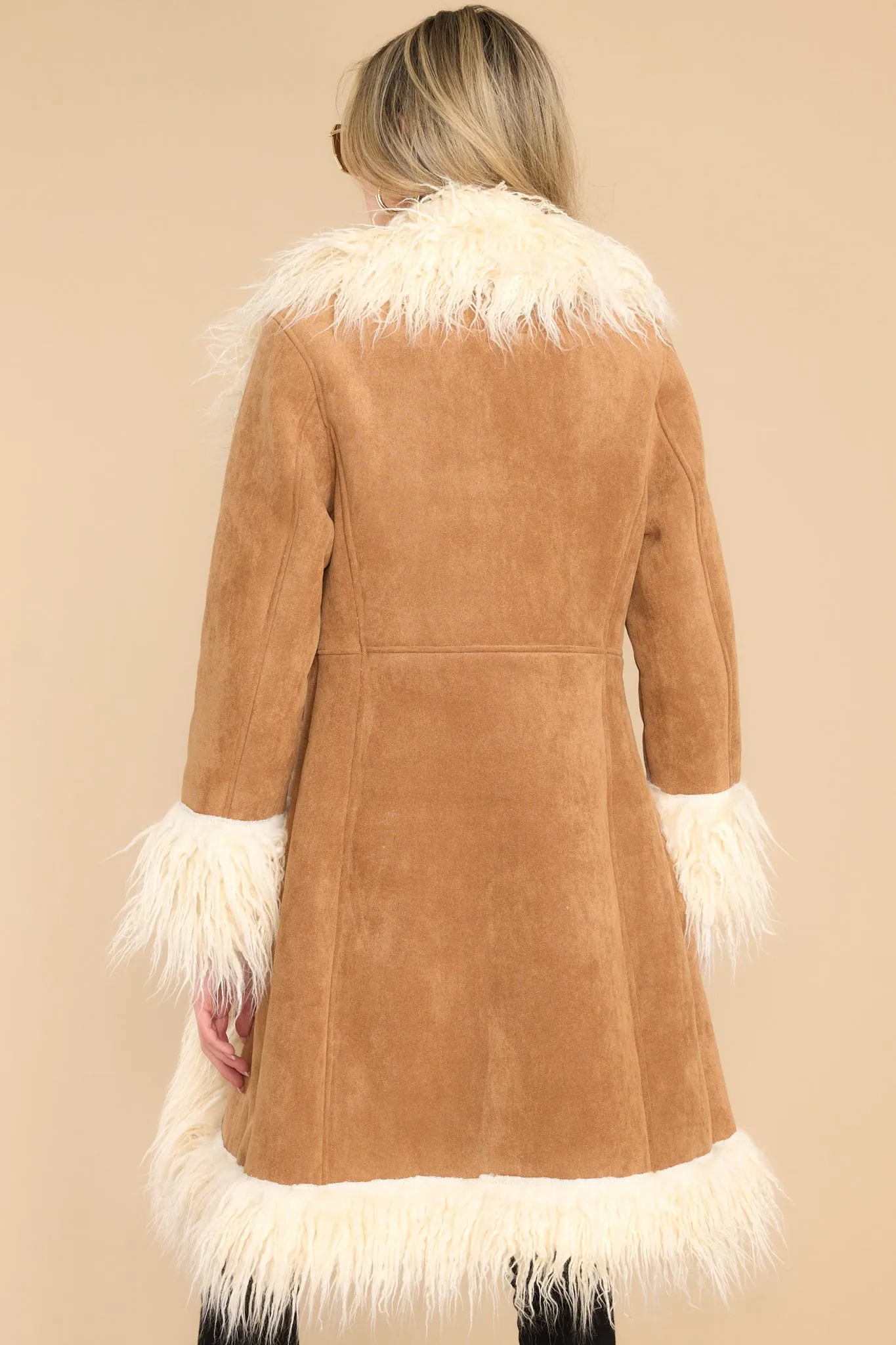 Fame Story Faux Fur Tan Afghan Coat