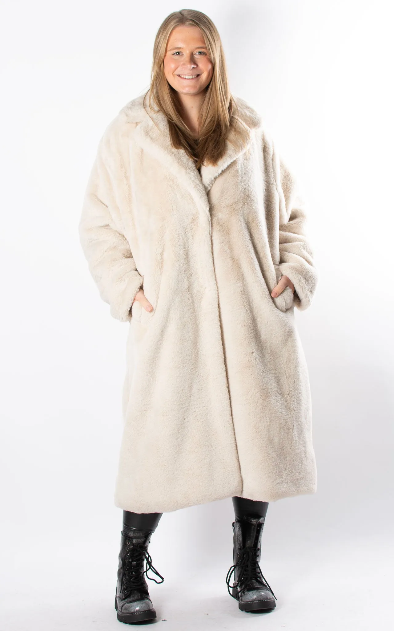 Faux Fur Coat | Cream