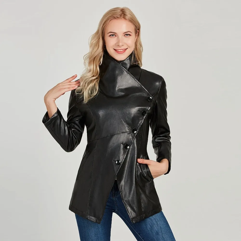 Gothic Biker Faux Leather Coat