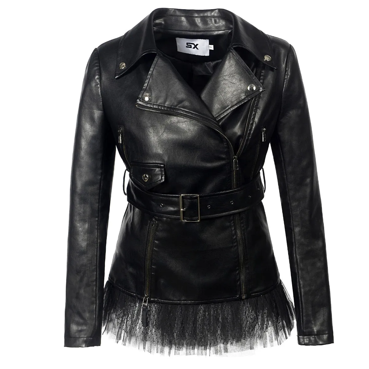 Gothic Biker Lace Faux leather PU Jacket