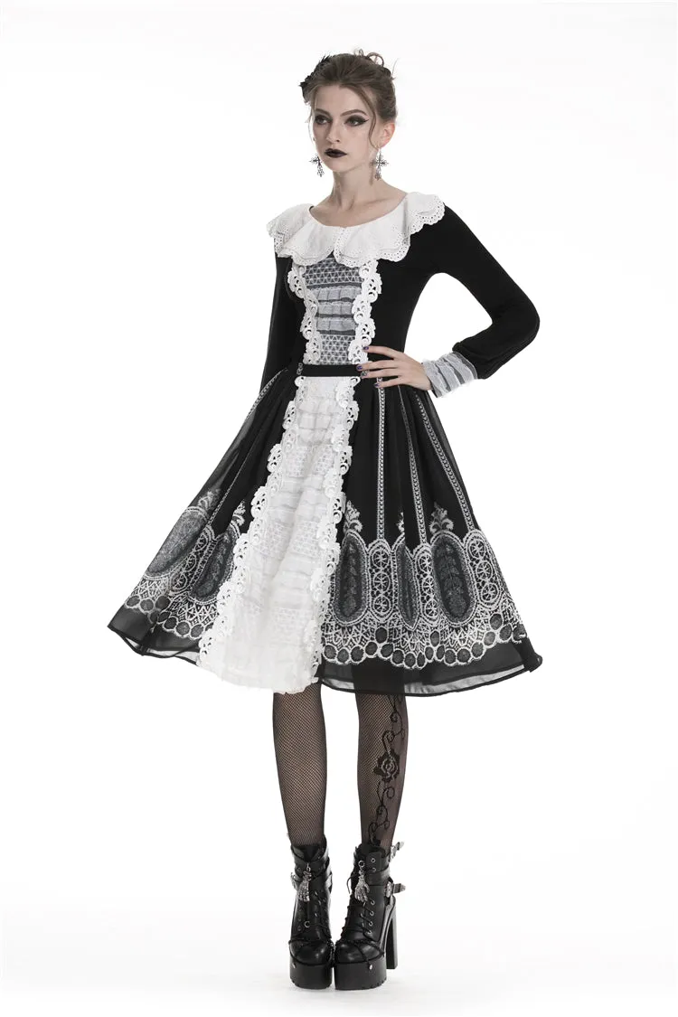 Gothic lolita Black and white skirt  KW153