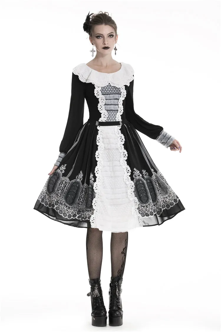 Gothic lolita Black and white skirt  KW153