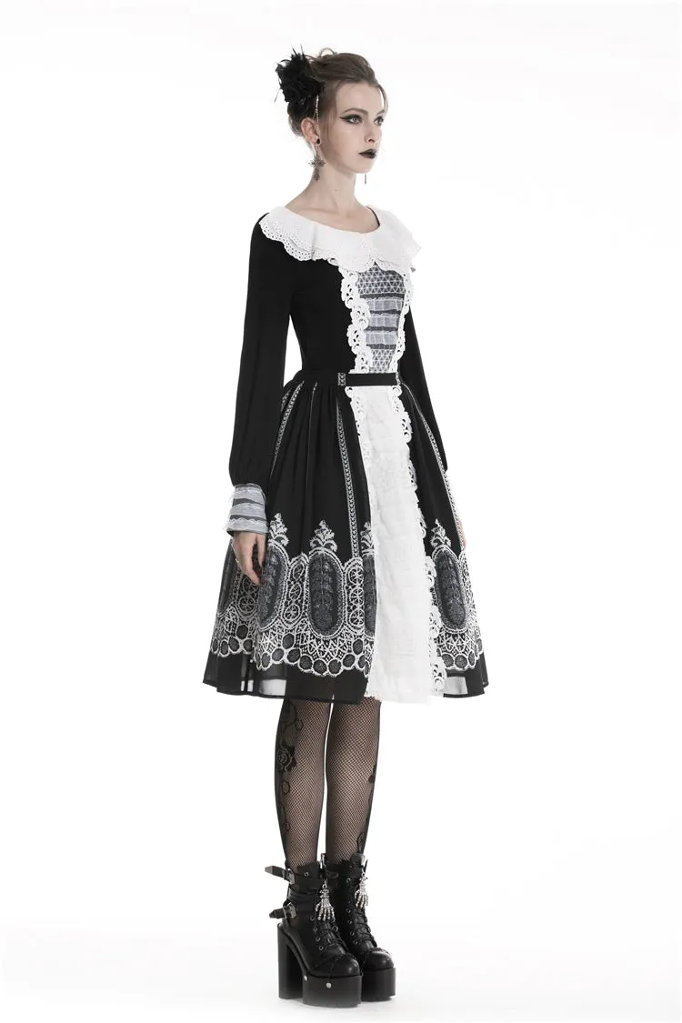 Gothic lolita Black and white skirt  KW153