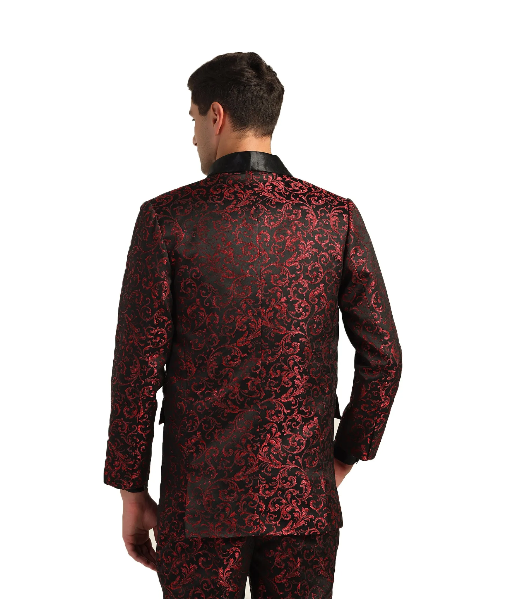 Gothic Red Black Brocade Coat