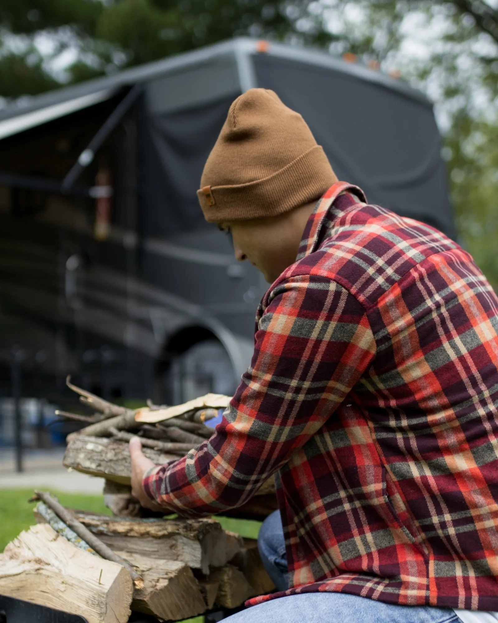 HAAKWEAR Knit Cuffed Beanie - Camel Brown, Made in USA