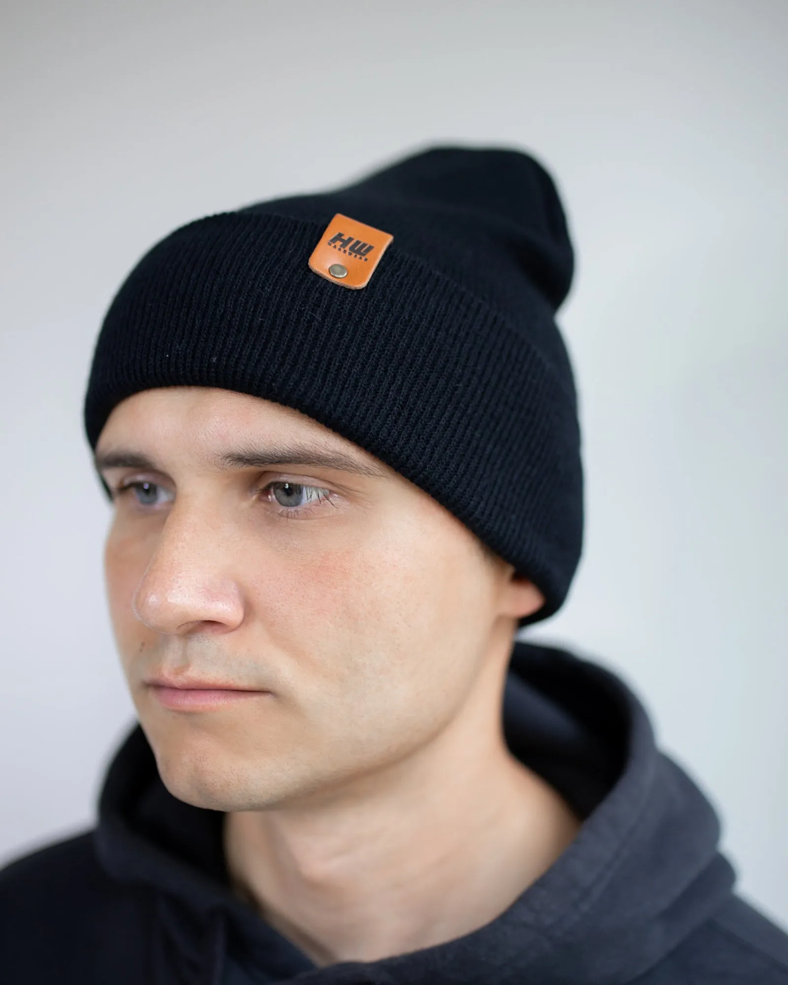 HAAKWEAR Knit Cuffed Beanie - Midnight Black, Made in USA