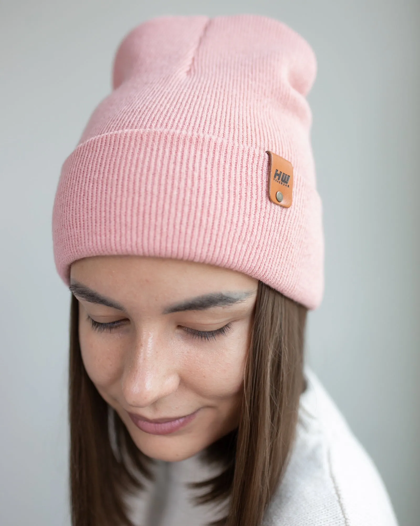 HAAKWEAR Knit Cuffed Beanie - Pearl Pink,  Made in USA