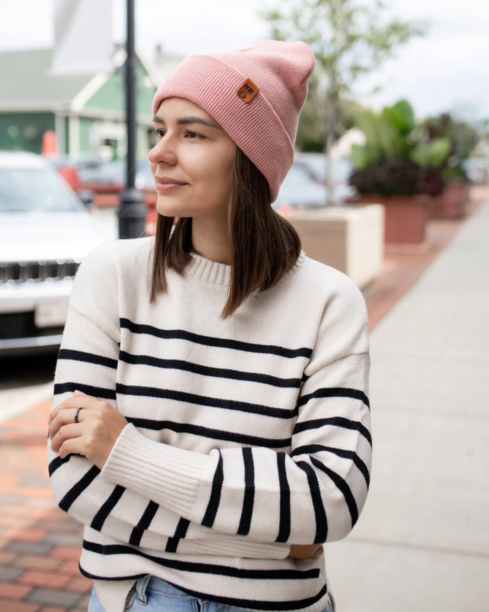 HAAKWEAR Knit Cuffed Beanie - Pearl Pink,  Made in USA