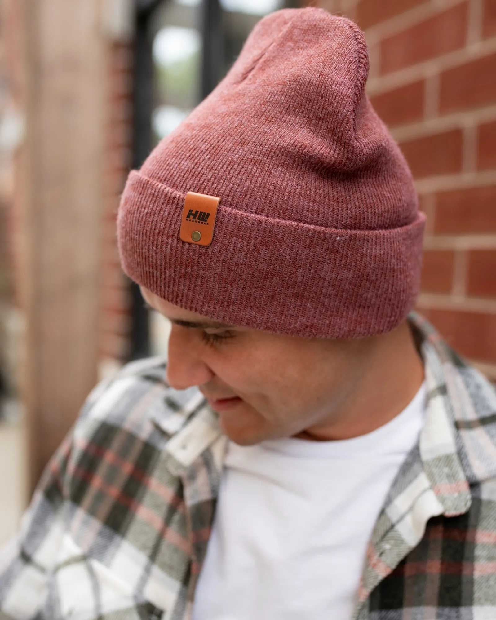 HAAKWEAR Knit Cuffed Beanie - Rusty Burgundy, Made in USA